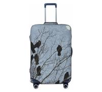 SMSJTMWHN Black Crow Birds Luggage Cover Elastic Washable Stretch Suitcase Protector Anti-Scratch Cover Cute Aesthetic, Black, S