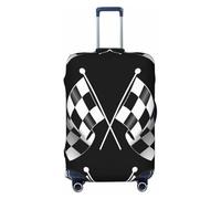SMSJTMWHN Black White Formula Checkered Flags Pattern Luggage Cover Elastic Washable Stretch Suitcase Protector Anti-Scratch Cover Cute Aesthetic, Black, S
