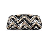 SMSJTMWHN Black White Tan Zigzag Print Leather Pencil Case Bag Spacious And Stylish Zipper Office Pencil Pouch