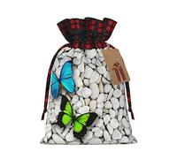 SMSJTMWHN Blue Butterfly Green Butterfly And Stone Print Premium Gift Bag For Bulk Gifts, Perfect For Jewelry, Women & Children'S Gifts