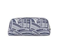 SMSJTMWHN Blue Polynesian Maori Tribal Pattern Print Leather Pencil Case Bag Spacious And Stylish Zipper Office Pencil Pouch