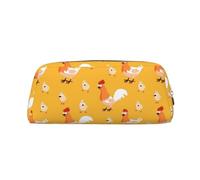 SMSJTMWHN Chicken Chick Print Leather Pencil Case Bag Spacious And Stylish Zipper Office Pencil Pouch
