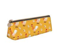 SMSJTMWHN Chicken Chick Print Triangle Pencil Case Leather Pen Pouch Cosmetics Bags Desk Stationery Organizer Box Holder For Office Women Men