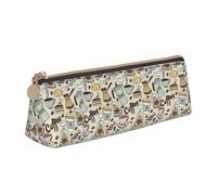 SMSJTMWHN Coffee And Sweets Sugar Print Triangle Pencil Case Leather Pen Pouch Cosmetics Bags Desk Stationery Organizer Box Holder For Office Women Men