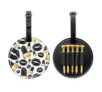 SMSJTMWHN Cool Black Lips Print Luxury Leather Golf Tee Organizer Bag & Ball Holder- Store Your Tees, Golf Balls, Scorecard, and Pencil.