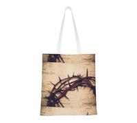 SMSJTMWHN Crown Of Thorns Print Canvas Tote Bag Reusable Grocery Shopping Bags Shoulder Bag Book Tote Gifts