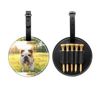 SMSJTMWHN Cute Bulldog Puppy Print Luxury Leather Golf Tee Organizer Bag & Ball Holder- Store Your Tees, Golf Balls, Scorecard, and Pencil.