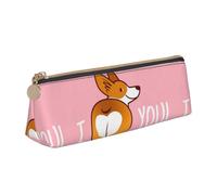 SMSJTMWHN Dog Print Triangle Pencil Case Leather Pen Pouch Cosmetics Bags Desk Stationery Organizer Box Holder For Office Women Men