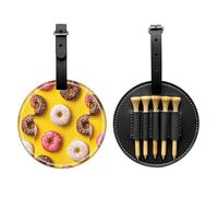 SMSJTMWHN Doughnut Print Luxury Leather Golf Tee Organizer Bag & Ball Holder- Store Your Tees, Golf Balls, Scorecard, and Pencil.