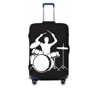SMSJTMWHN Drummer Luggage Cover Elastic Washable Stretch Suitcase Protector Anti-Scratch Cover Cute Aesthetic, Black, S