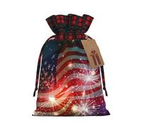 SMSJTMWHN Fireworks American Flag Print Premium Gift Bag For Bulk Gifts, Perfect For Jewelry, Women & Children'S Gifts