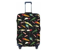 SMSJTMWHN Fishing Lure Luggage Cover Elastic Washable Stretch Suitcase Protector Anti-Scratch Cover Cute Aesthetic, Black, L