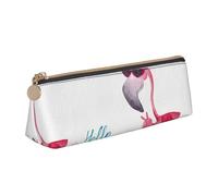 SMSJTMWHN Flamingo Print Triangle Pencil Case Leather Pen Pouch Cosmetics Bags Desk Stationery Organizer Box Holder For Office Women Men