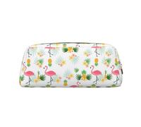 SMSJTMWHN Flamingos And Pineapples Print Leather Pencil Case Bag Spacious And Stylish Zipper Office Pencil Pouch