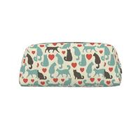 SMSJTMWHN Happy Walking Kitty Print Leather Pencil Case Bag Spacious And Stylish Zipper Office Pencil Pouch