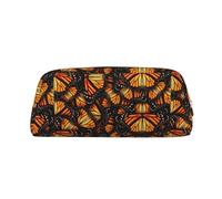 SMSJTMWHN Heaps Of Orange Monarch Butterflies Print Leather Pencil Case Bag Spacious And Stylish Zipper Office Pencil Pouch