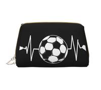 SMSJTMWHN I Love Soccer Print Stylish & Durable Leather Makeupbag-multi-Compartment, Water-Resistant,High-Capacity Organizer For Travel And Home Use, White, One Size