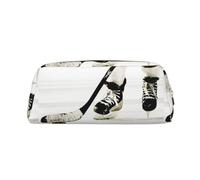 SMSJTMWHN Ice Hockey Pattern Print Leather Pencil Case Bag Spacious And Stylish Zipper Office Pencil Pouch