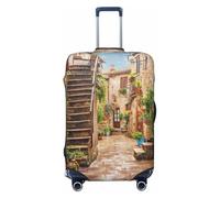 SMSJTMWHN Italian Street Luggage Cover Elastic Washable Stretch Suitcase Protector Anti-Scratch Cover Cute Aesthetic, Black, L