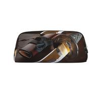SMSJTMWHN Japan Samurai Sword Print Leather Pencil Case Bag Spacious And Stylish Zipper Office Pencil Pouch