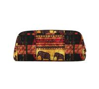 SMSJTMWHN Leather Pencil Case African Elephant Patchwork Print Pencil Case Bag Spacious And Stylish Zipper Pencil Pouch Office Use Pencil Bag