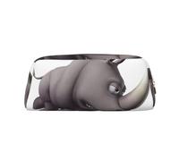 SMSJTMWHN Leather Pencil Case Angry Rhino Print Pencil Case Bag Spacious And Stylish Zipper Pencil Pouch Office Use Pencil Bag