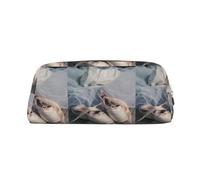 SMSJTMWHN Leather Pencil Case Ballet Shoe Print Pencil Case Bag Spacious And Stylish Zipper Pencil Pouch Office Use Pencil Bag