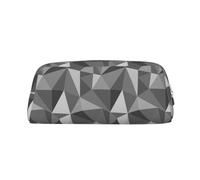 SMSJTMWHN Leather Pencil Case Black Geometric Print Pencil Case Bag Spacious And Stylish Zipper Pencil Pouch Office Use Pencil Bag