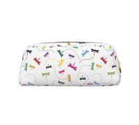 SMSJTMWHN Leather Pencil Case Colorful Dragonfly Print Pencil Case Bag Spacious And Stylish Zipper Pencil Pouch Office Use Pencil Bag