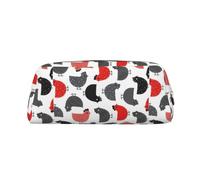 SMSJTMWHN Leather Pencil Case Creative Cartoon Chicken Print Pencil Case Bag Spacious And Stylish Zipper Pencil Pouch Office Use Pencil Bag