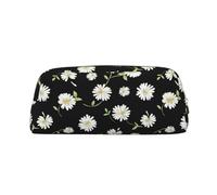 SMSJTMWHN Leather Pencil Case Daisy Print Pencil Case Bag Spacious And Stylish Zipper Pencil Pouch Office Use Pencil Bag
