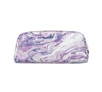 SMSJTMWHN Leather Pencil Case Dark Purple Texture Marble Print Pencil Case Bag Spacious And Stylish Zipper Pencil Pouch Office Use Pencil Bag