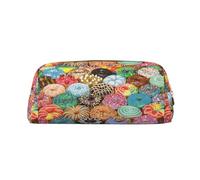 SMSJTMWHN Leather Pencil Case Donuts Print Pencil Case Bag Spacious And Stylish Zipper Pencil Pouch Office Use Pencil Bag