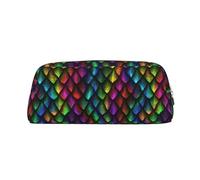 SMSJTMWHN Leather Pencil Case Dragon Scale Print Pencil Case Bag Spacious And Stylish Zipper Pencil Pouch Office Use Pencil Bag