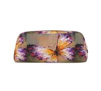 SMSJTMWHN Leather Pencil Case Embroidery Colorful Butterfly Print Pencil Case Bag Spacious And Stylish Zipper Pencil Pouch Office Use Pencil Bag