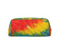 SMSJTMWHN Leather Pencil Case Fantastic Parrot Feather Print Pencil Case Bag Spacious And Stylish Zipper Pencil Pouch Office Use Pencil Bag