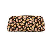 SMSJTMWHN Leather Pencil Case Fun Food Hot Dogs Print Pencil Case Bag Spacious And Stylish Zipper Pencil Pouch Office Use Pencil Bag
