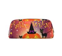 SMSJTMWHN Leather Pencil Case Happy Halloween Day Print Pencil Case Bag Spacious And Stylish Zipper Pencil Pouch Office Use Pencil Bag
