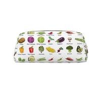 SMSJTMWHN Leather Pencil Case Introduction Of Various Vegetables Print Pencil Case Bag Spacious And Stylish Zipper Pencil Pouch Office Use Pencil Bag