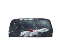SMSJTMWHN Leather Pencil Case Ladybug On Daisy Flower Print Pencil Case Bag Spacious And Stylish Zipper Pencil Pouch Office Use Pencil Bag
