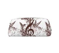 SMSJTMWHN Leather Pencil Case Music Symbol Print Pencil Case Bag Spacious And Stylish Zipper Pencil Pouch Office Use Pencil Bag