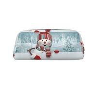 SMSJTMWHN Leather Pencil Case Naughty Snowman Print Pencil Case Bag Spacious And Stylish Zipper Pencil Pouch Office Use Pencil Bag