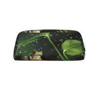 SMSJTMWHN Leather Pencil Case Peace Tree Frog Print Pencil Case Bag Spacious And Stylish Zipper Pencil Pouch Office Use Pencil Bag