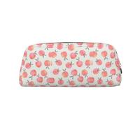 SMSJTMWHN Leather Pencil Case Pink Peach Pattern Print Pencil Case Bag Spacious And Stylish Zipper Pencil Pouch Office Use Pencil Bag