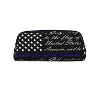SMSJTMWHN Leather Pencil Case Pledge Of Allegiance Flag Print Pencil Case Bag Spacious And Stylish Zipper Pencil Pouch Office Use Pencil Bag