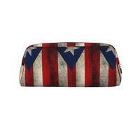 SMSJTMWHN Leather Pencil Case Puerto Rico Wallpaper Flag Print Pencil Case Bag Spacious And Stylish Zipper Pencil Pouch Office Use Pencil Bag