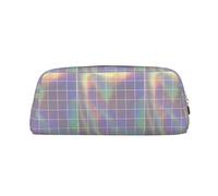 SMSJTMWHN Leather Pencil Case Reflective Square Print Pencil Case Bag Spacious And Stylish Zipper Pencil Pouch Office Use Pencil Bag