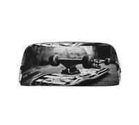 SMSJTMWHN Leather Pencil Case Skate Boards Print Pencil Case Bag Spacious And Stylish Zipper Pencil Pouch Office Use Pencil Bag
