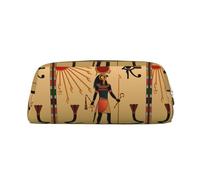 SMSJTMWHN Leather Pencil Case Sun Old Egyptian Timeless Grace Print Pencil Case Bag Spacious And Stylish Zipper Pencil Pouch Office Use Pencil Bag