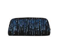 SMSJTMWHN Leather Pencil Case The Blue Binary Print Pencil Case Bag Spacious And Stylish Zipper Pencil Pouch Office Use Pencil Bag